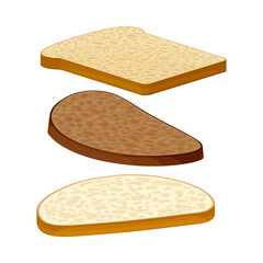 Wholegrain Bread Slices as Breakfast Ingredients Vector Illustration