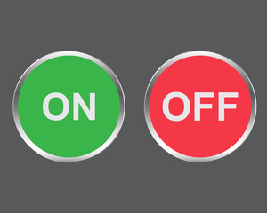 on and off button. green and red. vector illustration