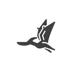 Pterosaur dinosaur vector icon. filled flat sign for mobile concept and web design. glyph icon. Symbol, logo illustration. Vector graphics