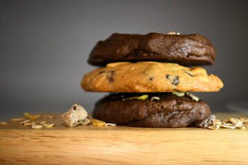 beautiful background of almond chocolate cookie