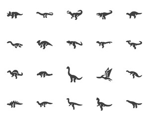 Dinosaur vector icons set, modern solid symbol collection, filled style pictogram pack. Signs, logo illustration. Set includes icons as triceratops dinosaur, tyrannosaurus, spinosaurus, pteranodon © alekseyvanin