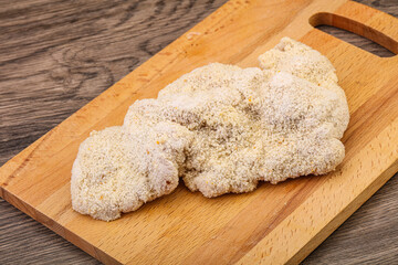 Raw meat schnitzel for roast