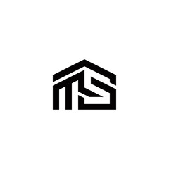 m s ms initial building logo design vector template - obrazy, fototapety, plakaty
