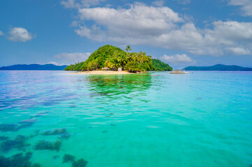 Inaladelan Island (also known as German Island) in Port Barton Bay with paradise white sand beaches - Tropical travel destination in Palawan, Philippines