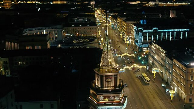 St. Petersburg at night illumination for christmas
