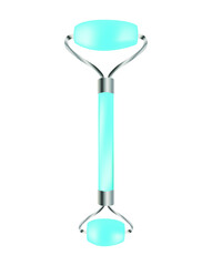 roller for facial massage. made of stone in a metal frame. youth and health of the skin.
