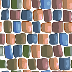 seamless background of stones, paving stones. Vector pattern stone wall or road for decoration of games and objects. building texture.
