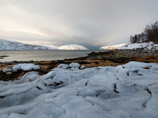 Landschaft im Winter, Kvaloya, Norwegen