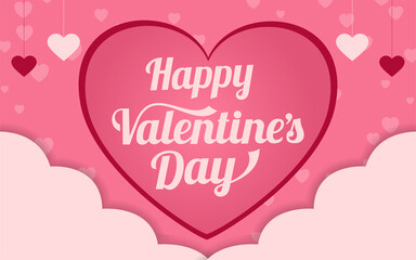 Fototapeta na wymiar Happy Valentine's Day Lettering Calligraphy with Text Color, isolated on Pink Background. Vector Graphic Illustration for Greeting Cards, Web, Presentation