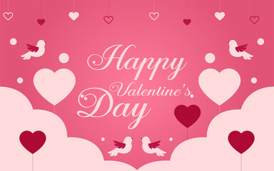 Happy Valentine's Day Lettering Calligraphy with Text Color, isolated on Pink Background. Vector Graphic Illustration for Greeting Cards, Web, Presentation