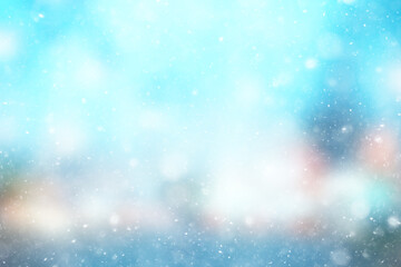 abstract blue background snow snowflakes, new year, glow design