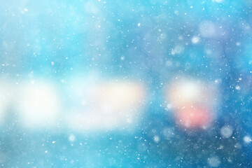 abstract blue background snow snowflakes, new year, glow design