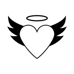 Valentine Heart With Wings And Halo Icon