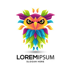 Owl logo, mascot logo, logo design, abstract, colors, abstract logo, esport logo, animal logo, illustration logo