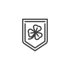 St. Patrick's Day Flag with Clover line icon. linear style sign for mobile concept and web design. Shamrock flag outline vector icon. Symbol, logo illustration. Vector graphics