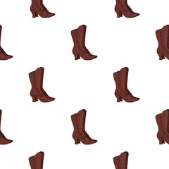 Isolated fashion seamless pattern with brown women shoes ornament. White background. Accessory print.