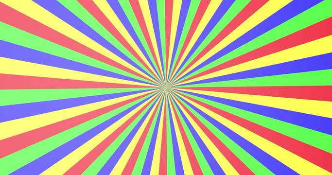 Hypnotic rotating abstraction. Seamless animation. 4K. Psychedelic video. Optical illusion effect. Cycle of rainbow stripes