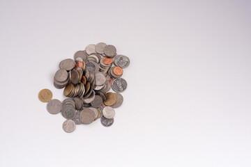 Separate money from white background, money saving ideas for the future and doing business in the Covid-19 era.