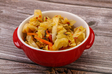 Spicy pickled cabbage with carrot