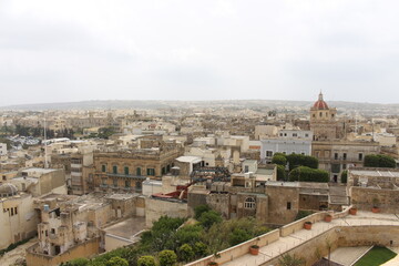 Fototapeta na wymiar Vue aérienne depuis Cathédrale Notre-Dame-de-l'Assomption de Gozo, Malte