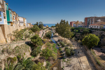 Obraz premium Views of the Amadorio River, in the city of Villajoyosa, a touristic village in the province of Alicante, Spain