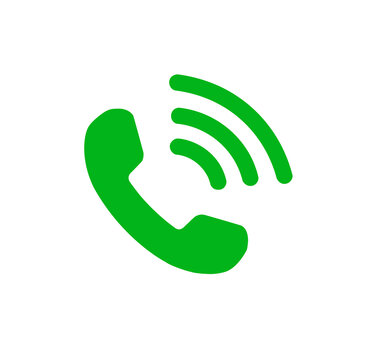 Green flat icon of phone tube isolated on white background