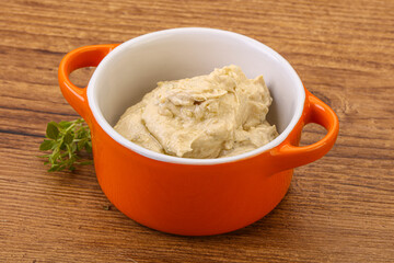 Vegan food - hummus with olive oil