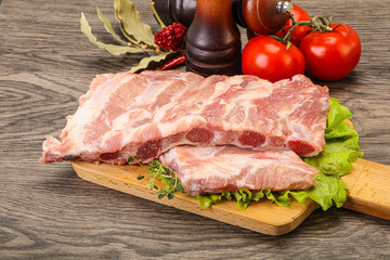 Raw pork ribs for cooking