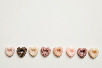 Heart shape breakfast cereals.   Hand made Natural soy wax decoration. Valentine's Day theme. True love symbolism. Creative idea. Warm greetings.
