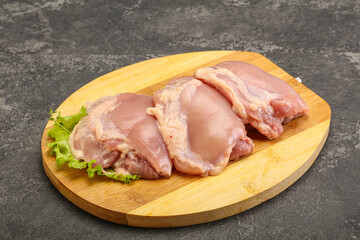 Raw chicken boneless and skinless leg