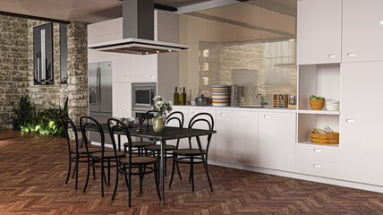 Große Wohnküche im Apartment