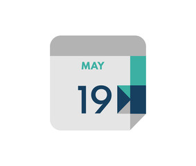 May 19 flat daily calendar date, 19 May Single Day Calendar  Icon