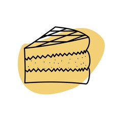 Cake doodle icon vector illustration for web kitchen decor