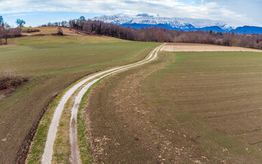 Fototapeta premium Geometries from above. Fields in winter