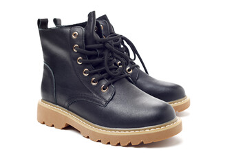 women's boots with fur on white background