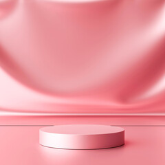 Luxury pink product background stand or podium pedestal on advertising display with blank...