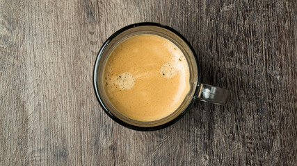 Espresso in a glass cup