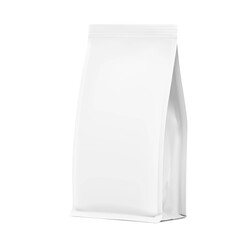 Quad seal bag mockup. Perspective view. Vector illustration isolated on white background. Best solution for presentation your brand, design, promo and etc. EPS10.	