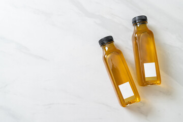 Chrysanthemum juice bottle on marble background