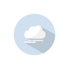 Fog and cloud. Flat icon on a circle. Weather vector illustration