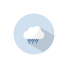 Rain and cloud. Flat icon on a circle. Weather vector illustration