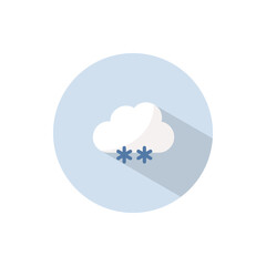 Snow and cloud. Flat icon on a circle. Weather vector illustration