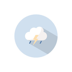 Storm and cloud. Flat icon on a circle. Weather vector illustration