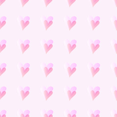Pink heart seamless background vector, Doodle double  heart geometric square repetitive minimalist pattern