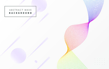 Futuristic abstract spectrum rainbow gradient dot wave line vector with Memphis on white background, dotted digital dynamic elegant flow, technology concept for web, poster, card print design template