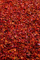 Slices of dry red pepper.
