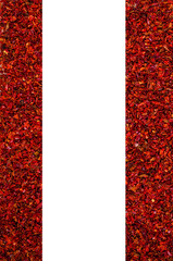 Slices of dry red pepper.