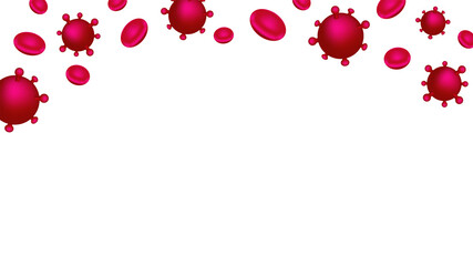 Illustration of coronavirus and blood cells.Medical background