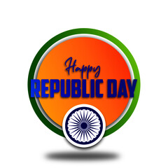 Illustration of Happy Indian Republic day celebration poster or banner background with text 26 January and Indian Flag | Illustration of Happy Indian Republic day celebration poster