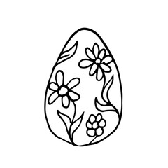 Doodle Easter egg on white background isolated. Cute vector egg can be used for stickers, coloring books for children, design, textiles